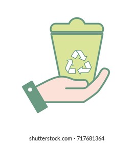 hand with can recycle to environment care