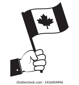 hand with canadian flag happy canada day vector illustration  