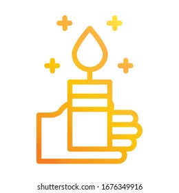 hand with candle celebration ramadan arabic islamic celebration vector illustration gradient line icon