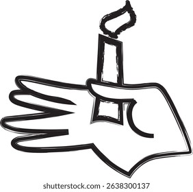 Hand with candle crayon style