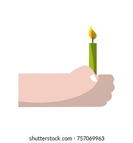 hand with candle fire decoration design