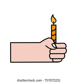hand with candle fire decoration design