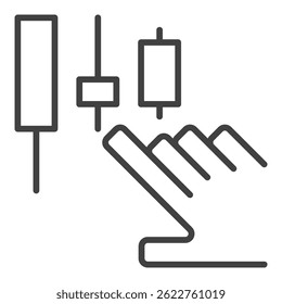 Hand with candlestick pattern vector electronic trading concept outline icon or symbol