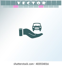 Hand and car icon.