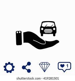 Hand and car icon.