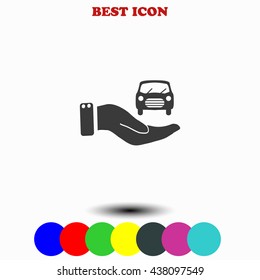 Hand and car icon.