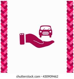 Hand and car icon Flat Design. Isolated Illustration.