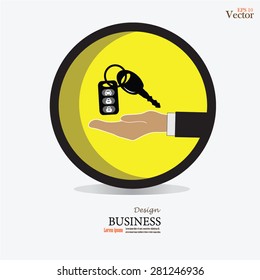 Hand with a car key.key car.vector illustration.