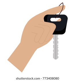 hand with car key isolated icon