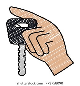 hand with car key isolated icon