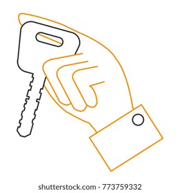 hand with car key isolated icon