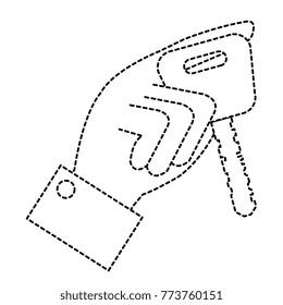 hand with car key isolated icon