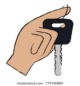 hand with car key isolated icon