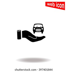 Hand and car. Universal icon to use in web and mobile UI