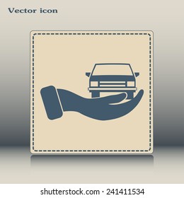 hand and car vector icon