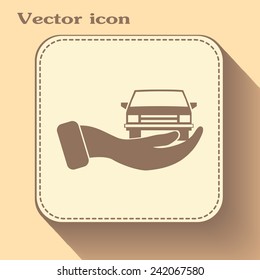 hand and car vector icon