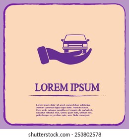 hand and car vector icon
