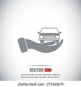 hand and car vector icon
