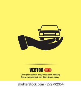 hand and car vector icon