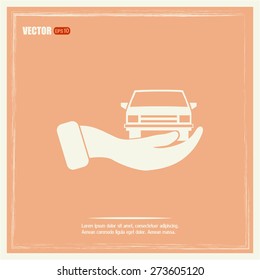 hand and car vector icon
