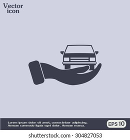 hand and car vector icon