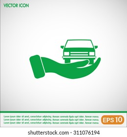 hand and car vector icon
