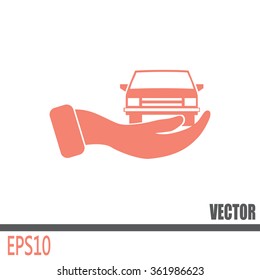 hand and car vector icon