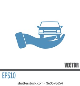 hand and car vector icon