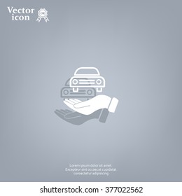 Hand with car vector icon