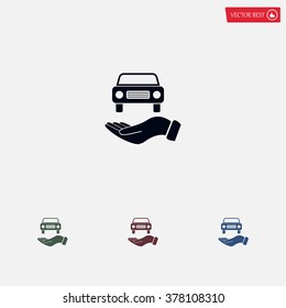 Hand with car vector icon