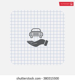 Hand with car vector icon