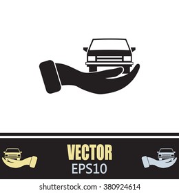 hand and car vector icon