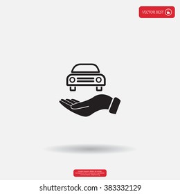 Hand with car vector icon