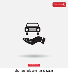 Hand with car vector icon