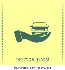 hand and car vector icon