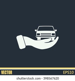 hand and car vector icon