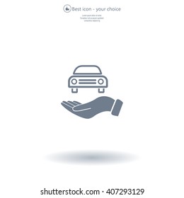 Hand with car vector icon