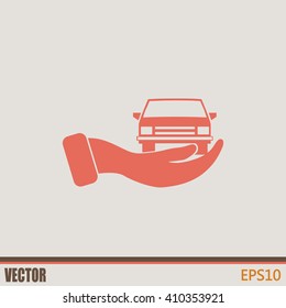 hand and car vector icon