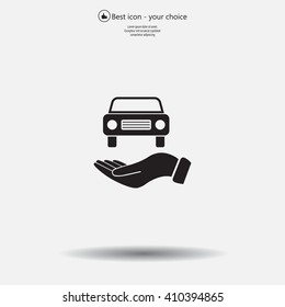 Hand with car vector icon