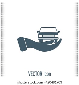 hand and car vector icon