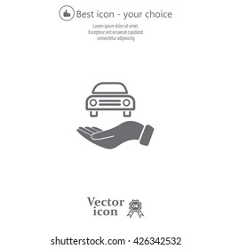 Hand with car vector icon