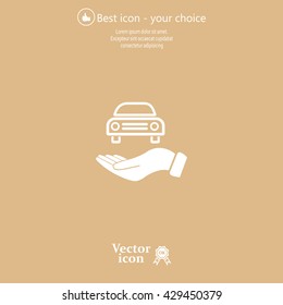 Hand with car vector icon