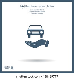 Hand with car vector icon
