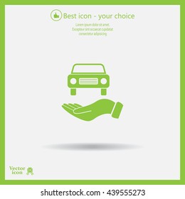 Hand with car vector icon