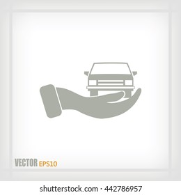 hand and car vector icon
