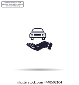 Hand with car vector icon