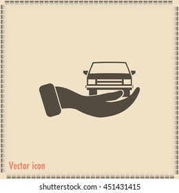 hand and car vector icon