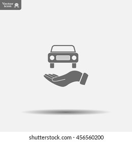 Hand with car vector icon