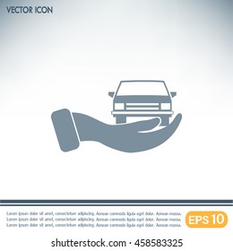 hand and car vector icon