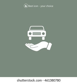 Hand with car vector icon